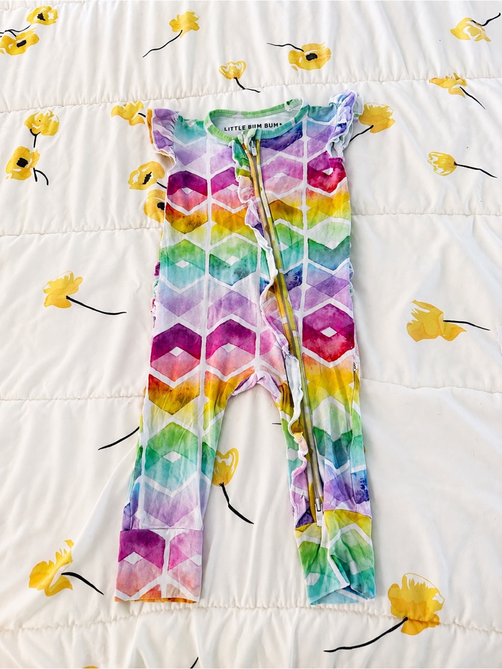 Bums and Roses Bamboo Rainbow Chevron Kids One-Piece